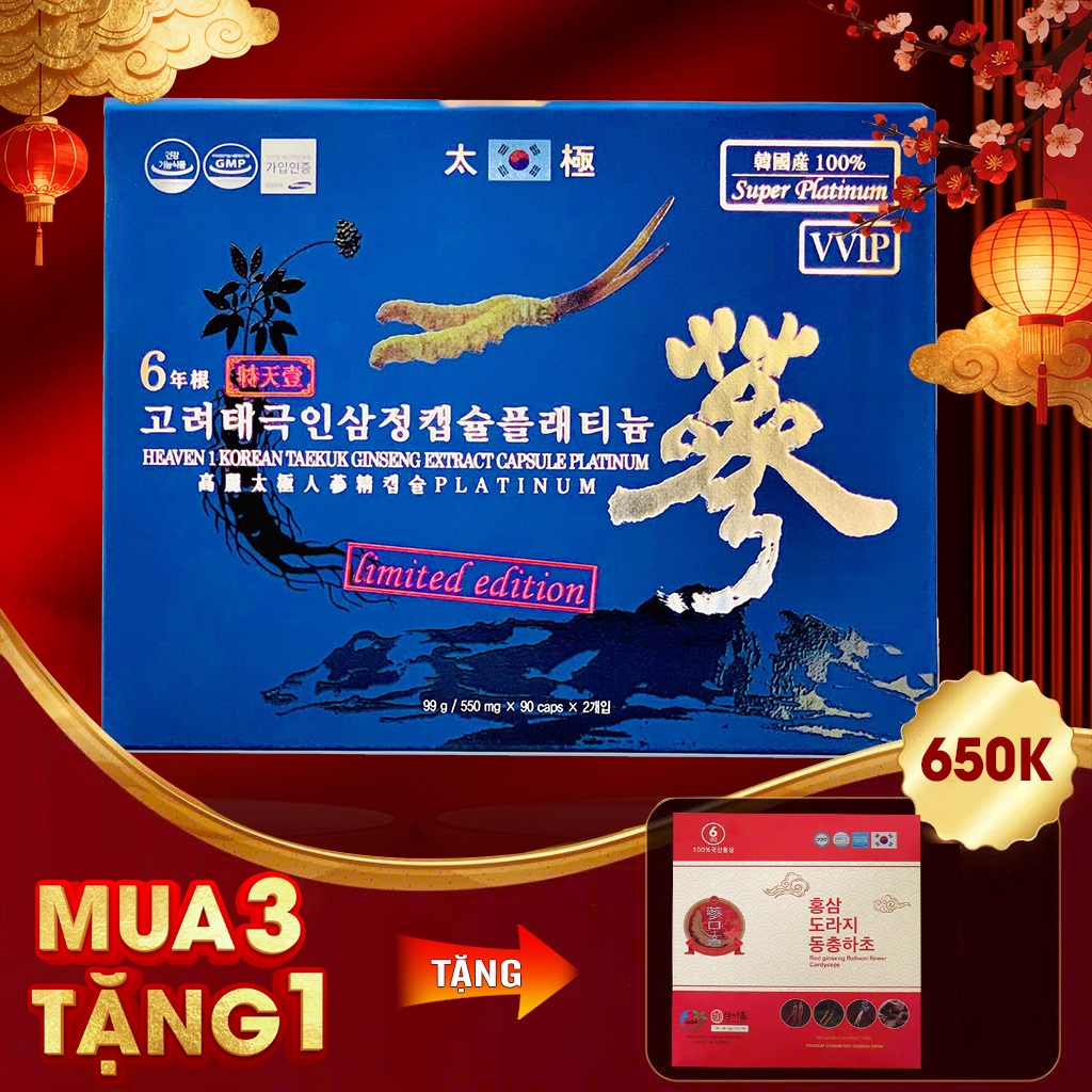 Hộp Thiên Sâm Đông Trùng Hạ Thảo Cao Cấp Hàn Quốc King Ginseng 180 viên NS954