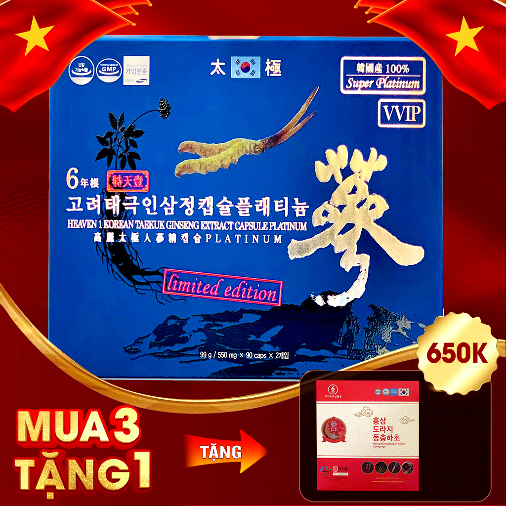 Hộp Thiên Sâm Đông Trùng Hạ Thảo Cao Cấp Hàn Quốc King Ginseng 180 viên NS954
