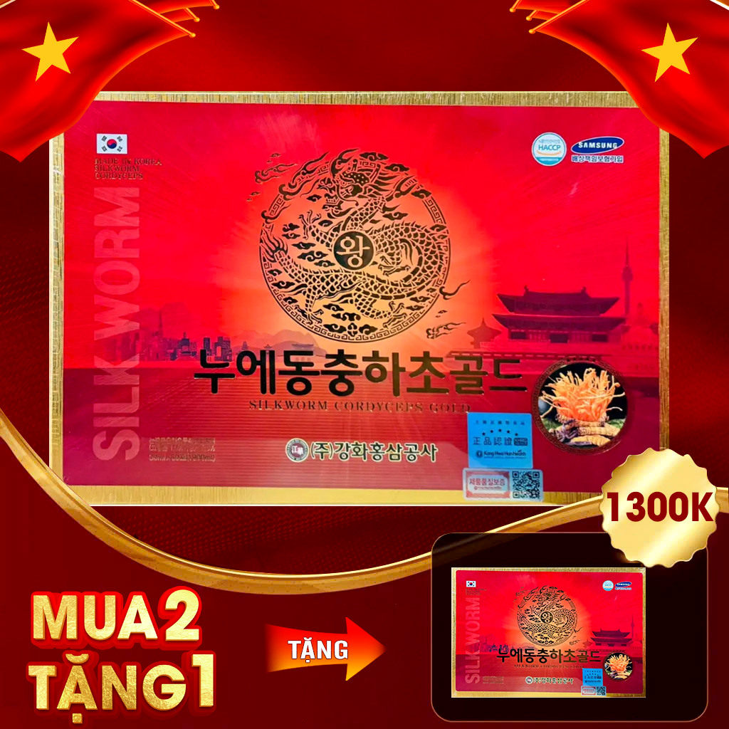 Nước Đông Trùng Hạ Thảo gỗ vàng GOLD KING Kanghwa Hàn Quốc 60 Gói x 30ml